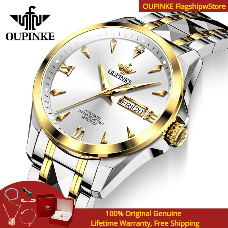 

OUPINKE 3306 Women Watch Luxury Brand Fully Automatic Mechanical Watch Waterproof Calendar Sapphire Mirror Women Bracelet Set