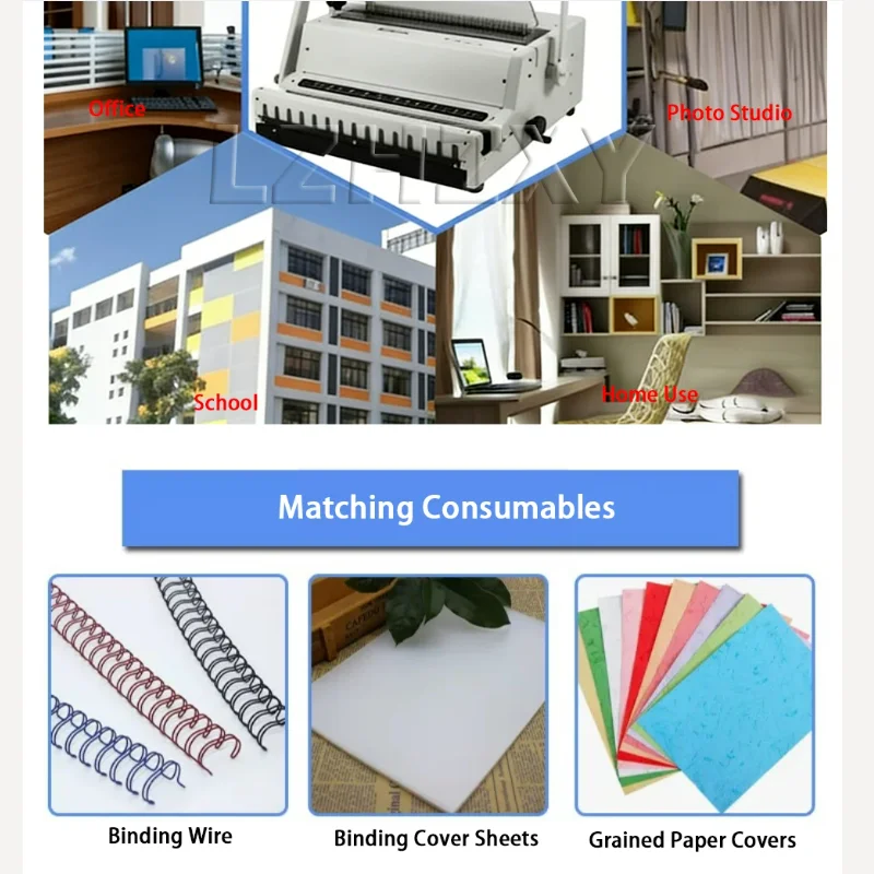 

Binding Machine 2:1+3:1 Double Wire Binding Machine Iron Ring Binding Machine Loose-leaf Hole Punch for Book and Calendar