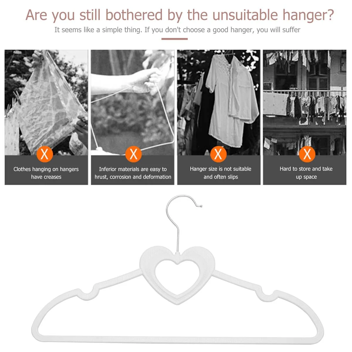 

10 Pcs Heart-shaped Clothes Rack Hanger Coat White Hangers Pant Pants for Men Scarf