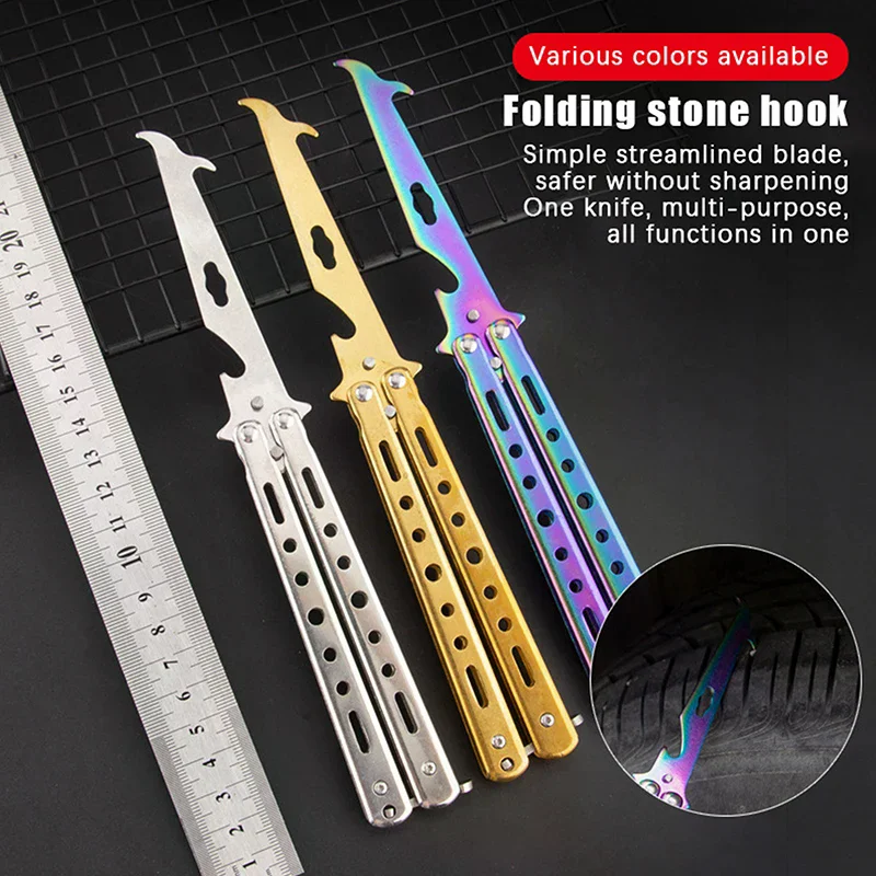 1Pcs Motor Tire Stone Cleaner Stone Remover Tire Repair Tools Foldable Tire Cleaning Hook Screwdriver Accessory