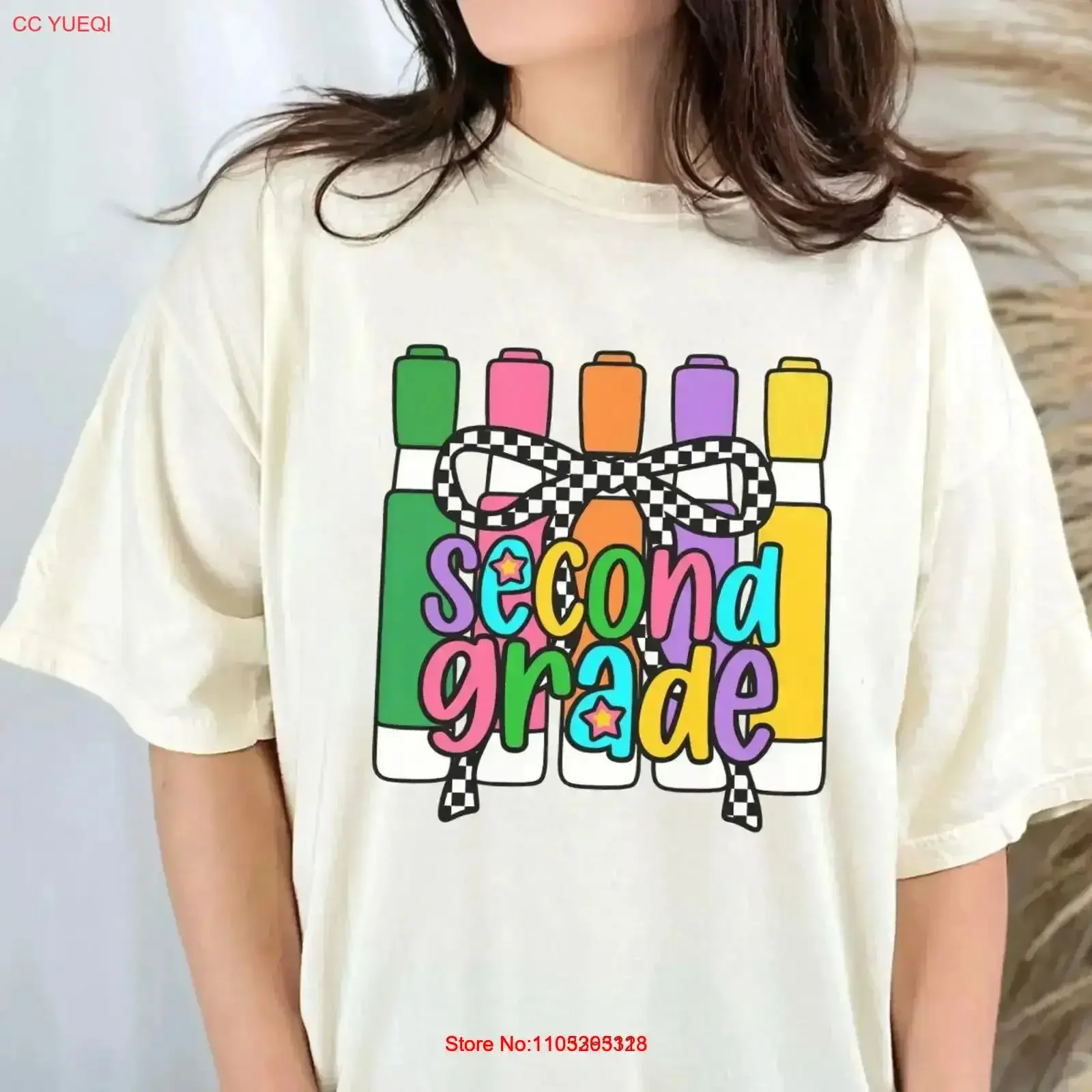 Cute Second Grade 2nd Teacher Back to School Comfort Color T Shirt Design New Markers Colorful vintage Washed Versatile Casual