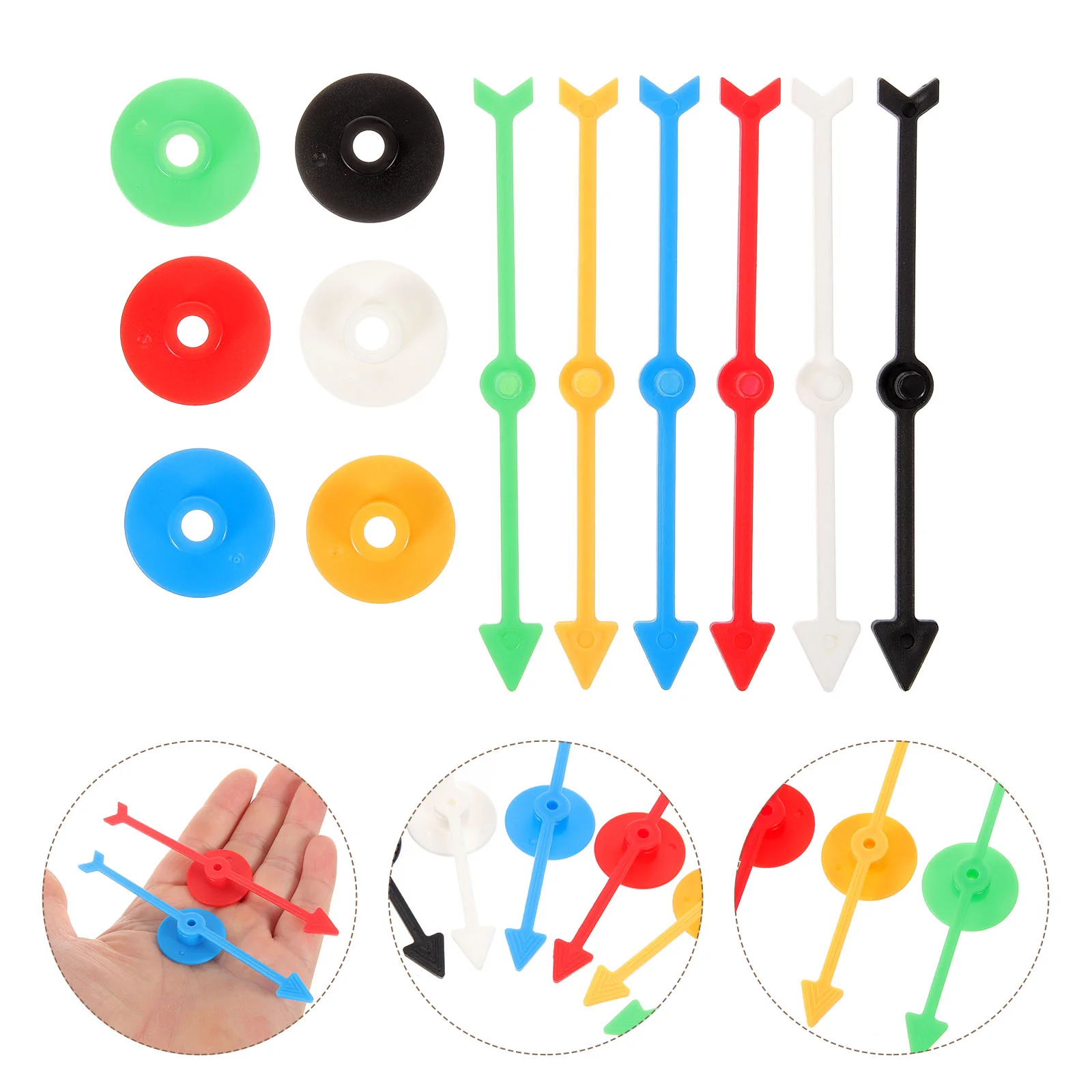6 Pcs Rotating Plastic Pointer Digital Turntable DIY Accessories Toy Arrows Checkerboard Game Spinners Rotation Child Pointers