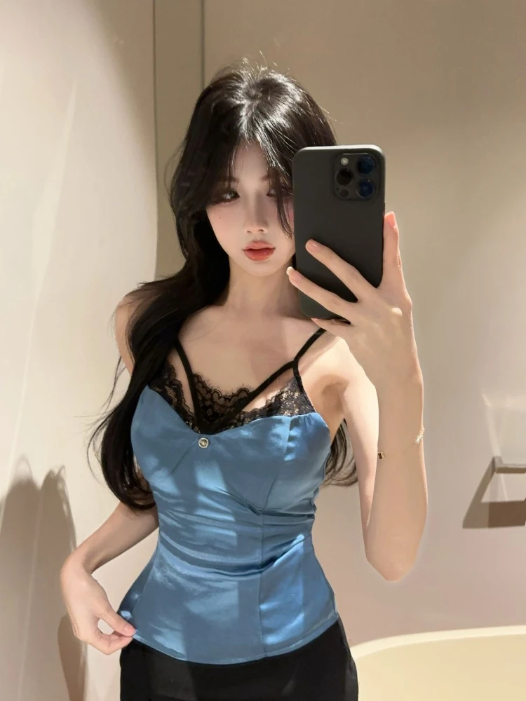 Retro Chic Silk Mesh Tank Top Charming Spicy Spring Seasonal Womens Shirt Romantic Evening Allure Latest Trend