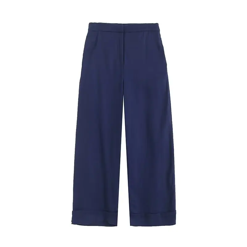 

Women 2024 spring new fashion lazy wind loose comfortable wide leg pants chic zipper straight pants Trousers Mujer