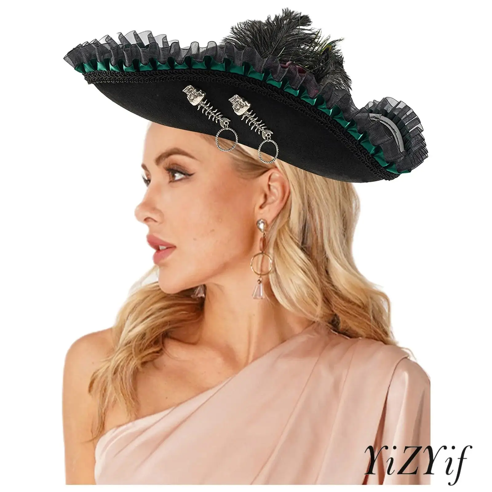 

Deluxe Pirate Headwear Ornate Lace Edging Pirate Hat Perfect for Festival Celebrations And Theater Productions Role Play Props