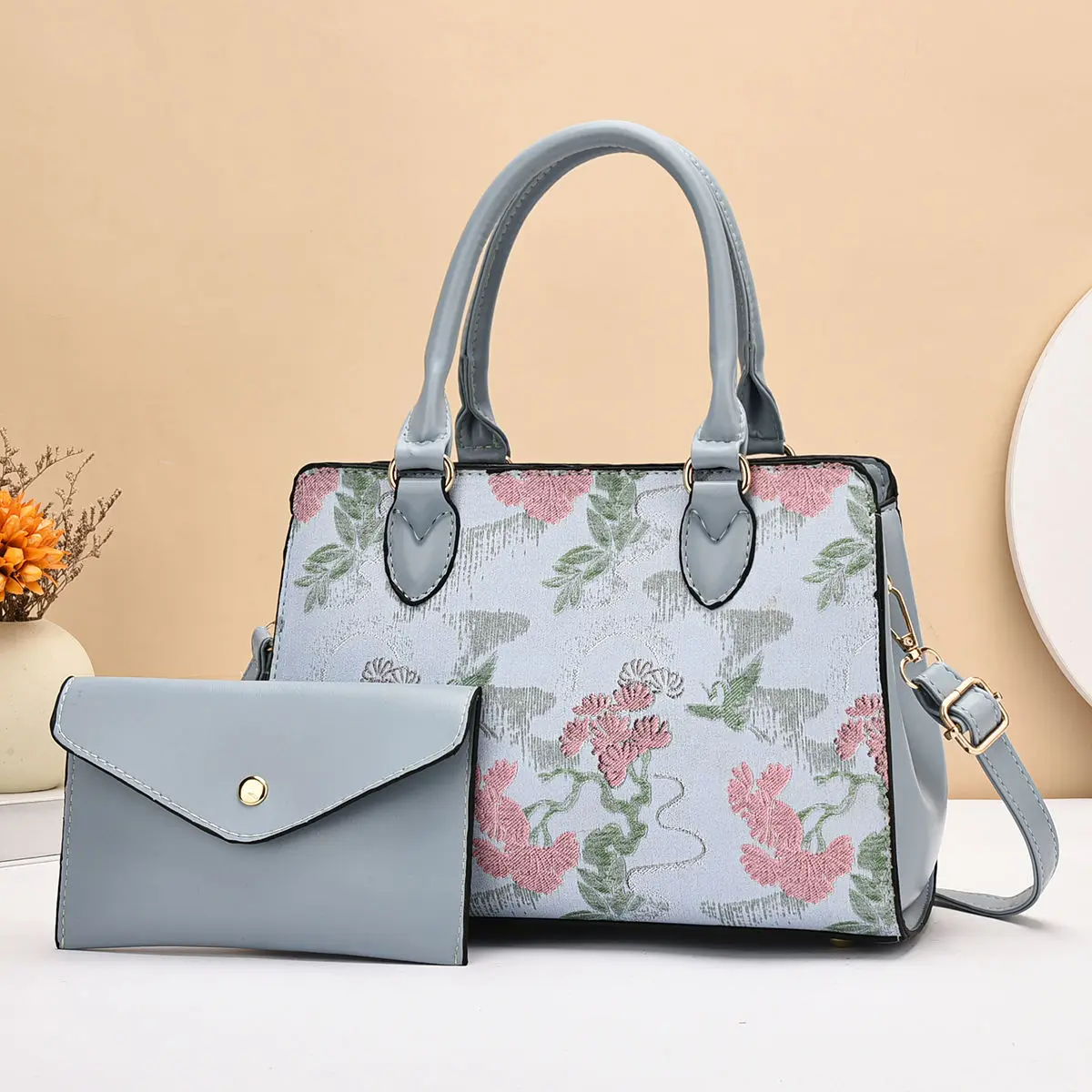 Chinese Style Simple Pu Leather Commuting Large Capacity Shoulder Cross Carrying Handbag Bag for Women