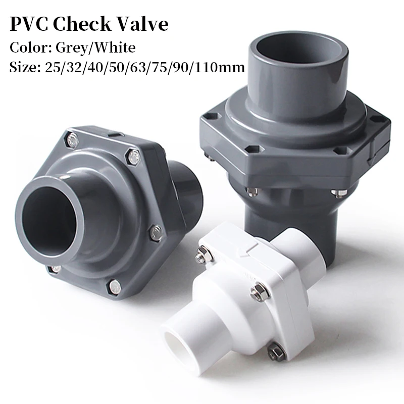 1Pc 25~110mm PVC Flap Check Valve Fish Tank Accessories Garden Irrigation Connector Aquarium Industrial Pipe Non-Return Valve