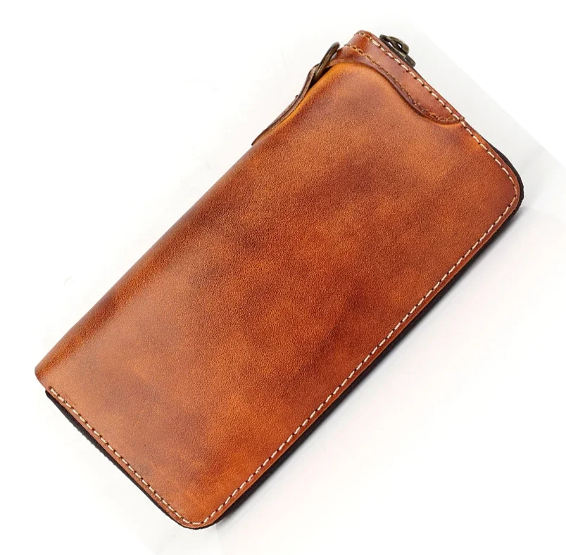 

Luxury Handmade Genuine Leather Men Wallet Men Purse Leather Long Wallet zip-around Clutch Bag Male purse Women Wallet Money bag