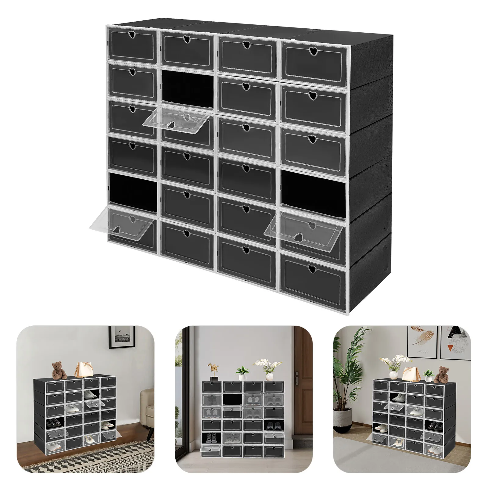 

24 Pack Stackable Shoe Organizer Storage Bin for Sneakers Flats Athletic Shoes Closet Storage Solutions Space Saving Shoe