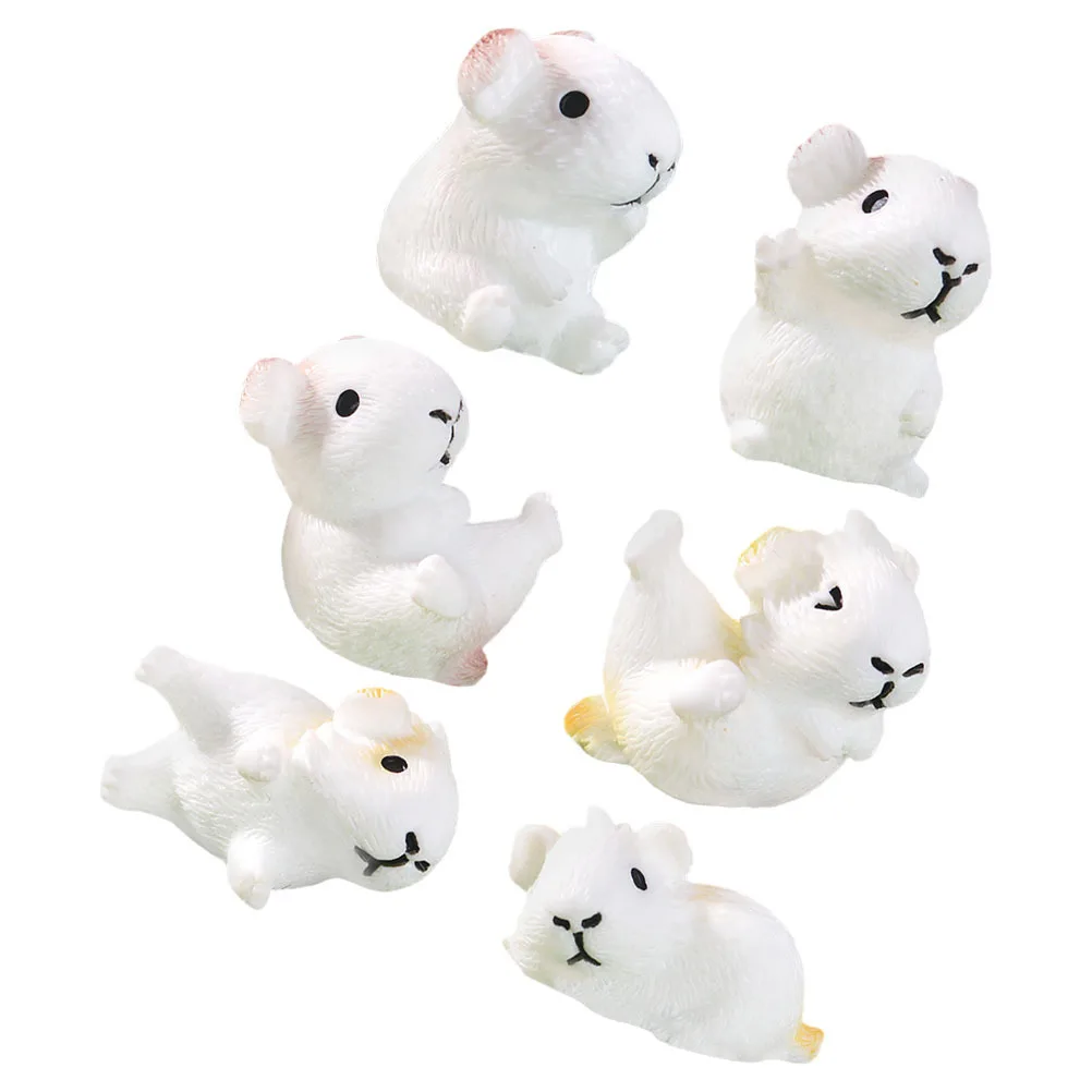 

6Pcs Lifelike Guinea Pig Miniatures Resin Animal Sculptures for Micro Landscape Flowerpot Garden Decor Resin Animal Statue