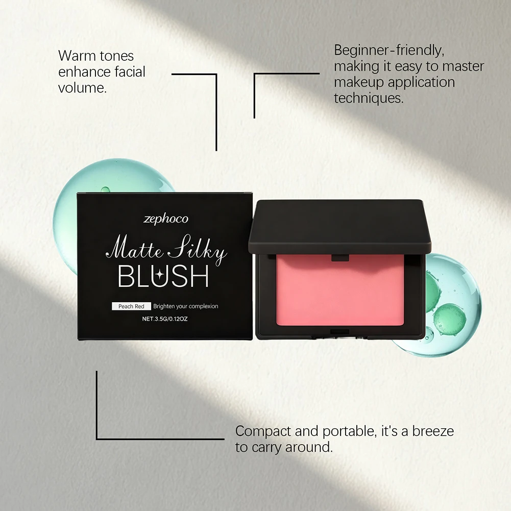 أحمر خدود وردي غير لامع، لوحة روج للوجه الطبيعي، مسحوق أحمر الخدود عاري يدوم طويلاً، أدوات مكياج الوجه، مستحضرات التجميل #3