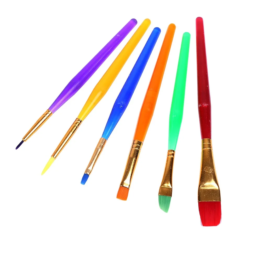 

6Pcs Paint Brush Set Premium Bristle Head Metal Tube Strong Durability Assorted Sizes for Beginner Watercolor