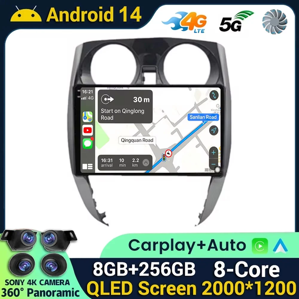 

Car Radio Android 14 Carplay Multimedia Player GPS Navigation Autoradio For Nissan Note 2 E12 2012 2013 2014 2015 2016 2017-2019