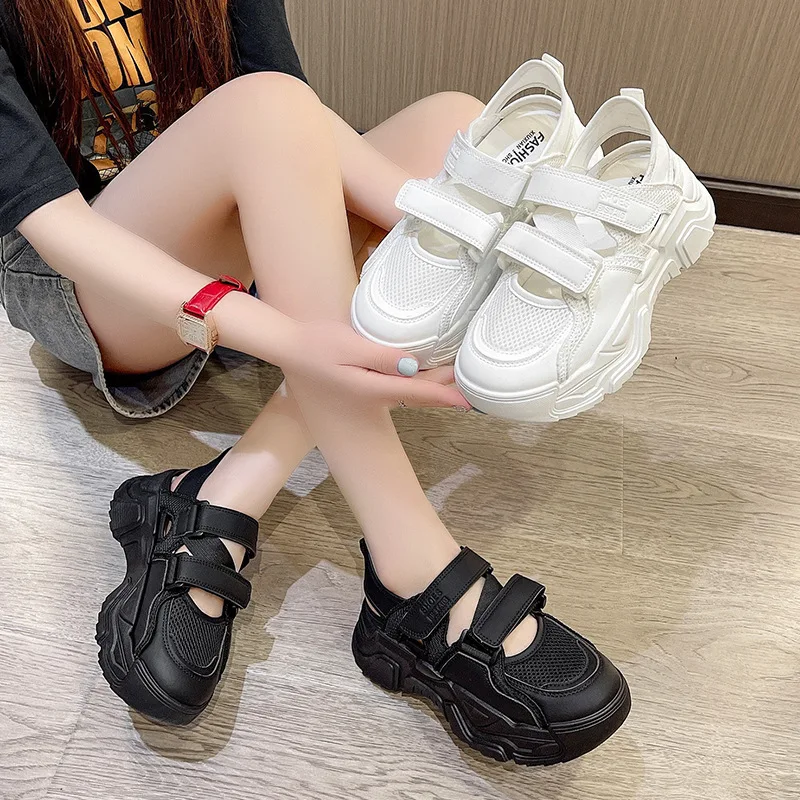 Women Sneaker Sandals Mesh Summer Shoes Baotou Platform Solid Soport Sandalias Mujer Verano 2023 Breathable Casual Femme Shoes