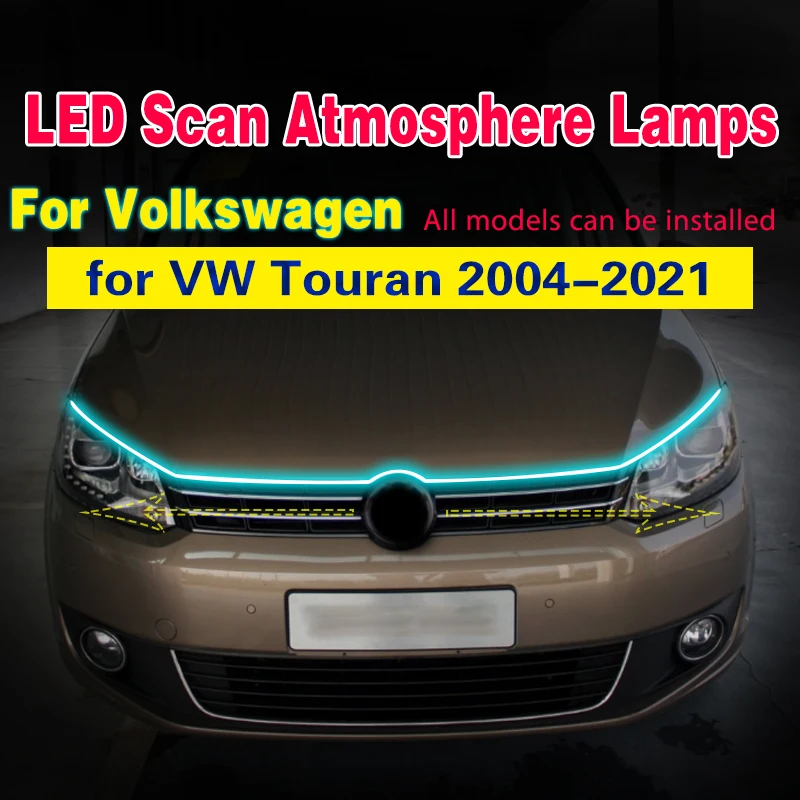 1Pcs LED for VW Volkswagen Touran 2004-2021 Daytime Running DRL Lights 12V With Start Scan Universal Auto Light Strip Waterproof