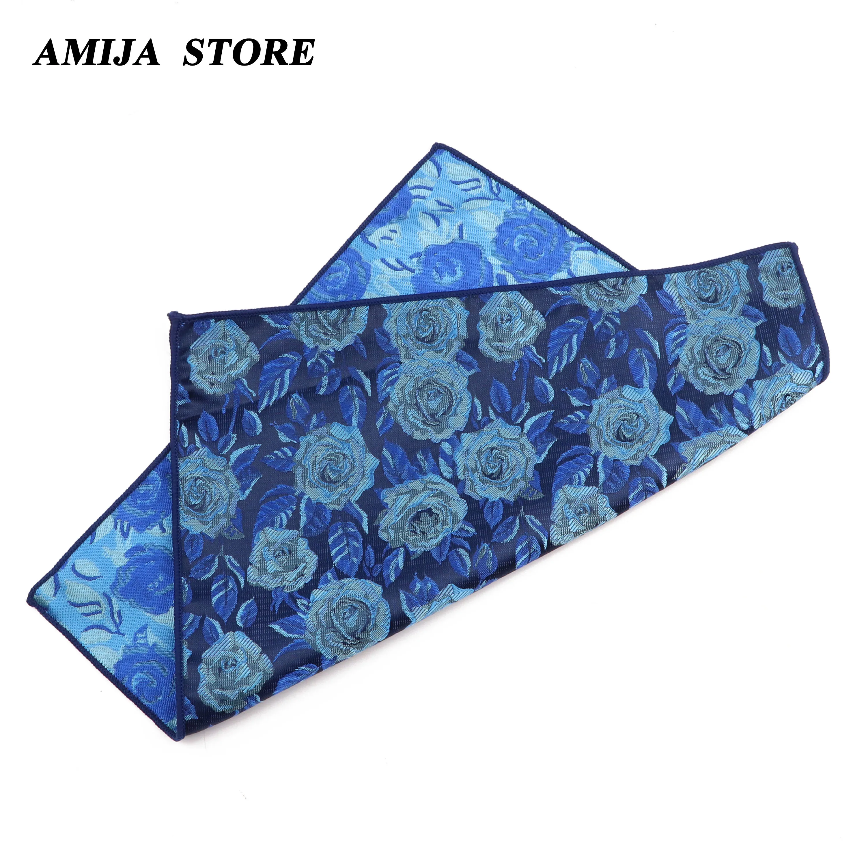 Hot Floral Handkerchief Rose Print Pocket Square For Women Men Wedding Party Hankie Daily Suit Gift Tuxedo Office Tie Accessorie