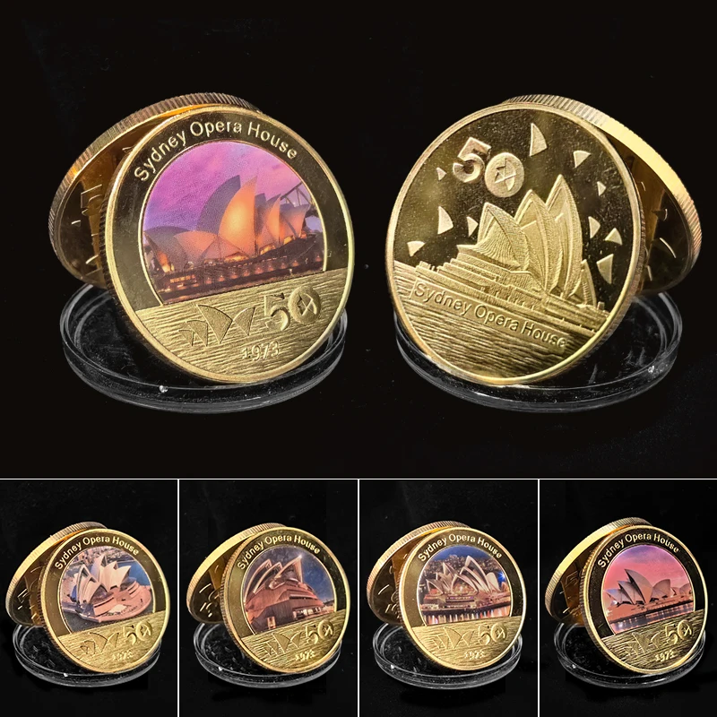 Sydney Opera House Gold Foil Commemorative Coin Famous Australian Architecture Challenge Coins Souvenirs Gifts for Collection