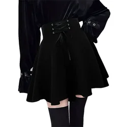 Streetwear Mall Gothic Rock Frauen Harajuku Y2K E-Girl Bandage mit hoher Taille schwarzer Minirock dunkler Gothic Punk Emo Alt Club Wear