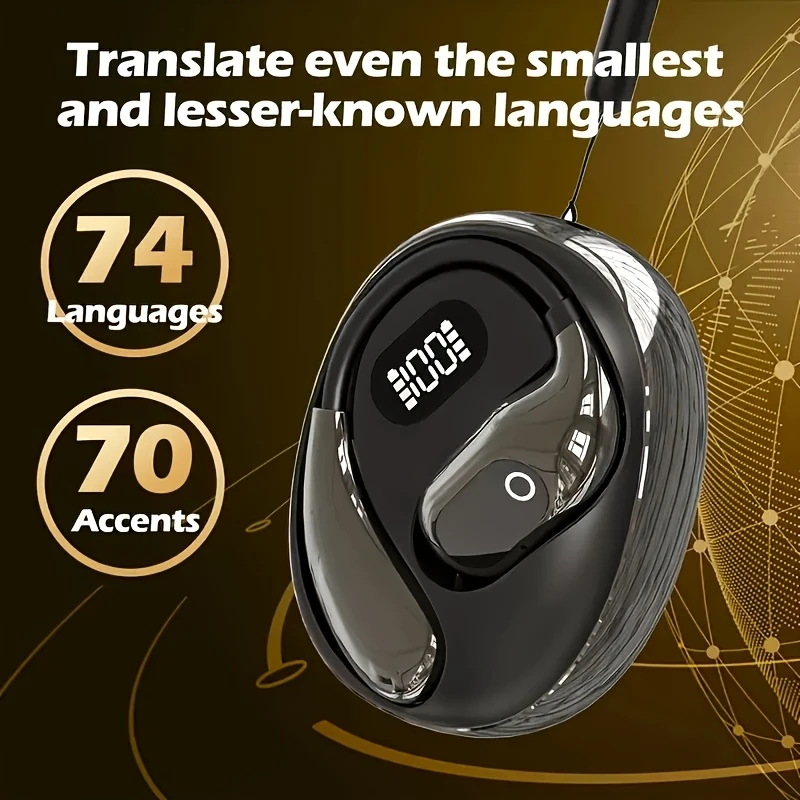 AI Real-Time Translation Earphones | LED Power Display, 100+ Language Translation, Bluetooth 5.4, Barrier-Free Communication