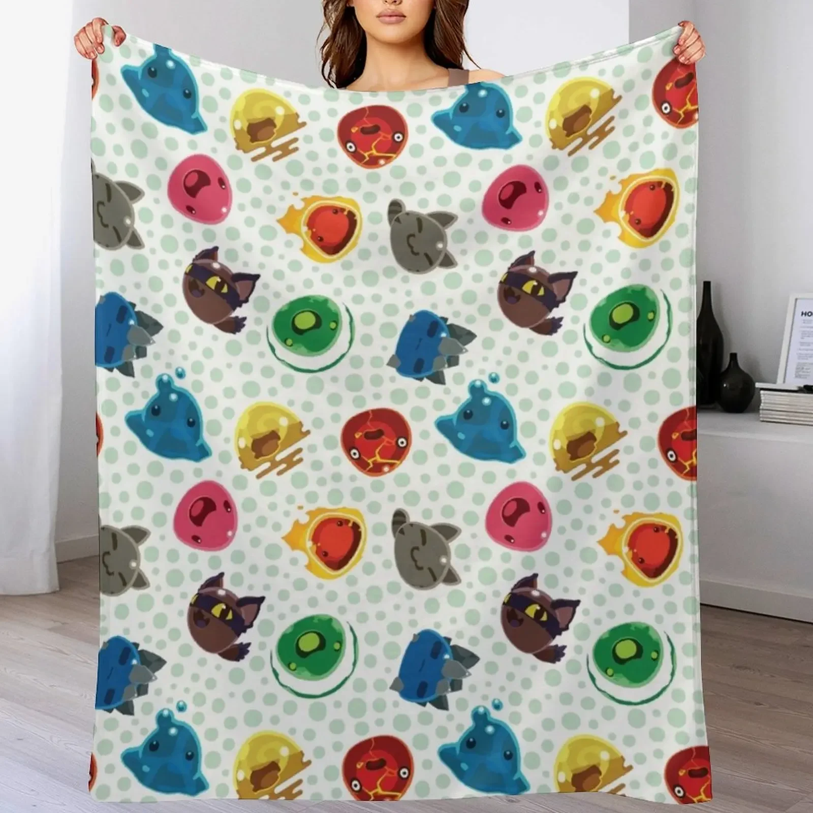 

Cute Slime Rancher Pattern Throw Blanket Camping Large anime Baby Blankets