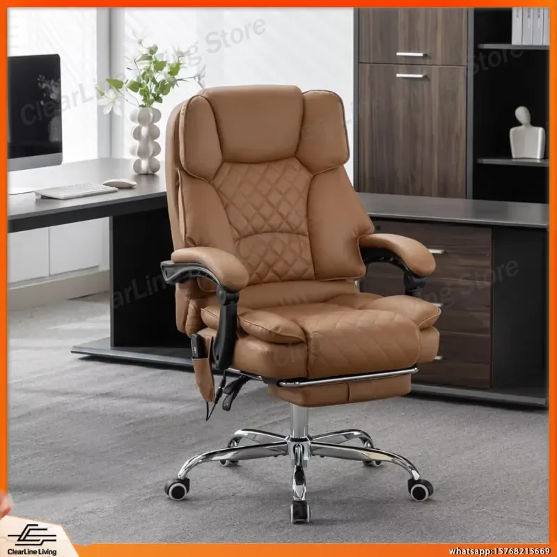 Heated Massage Office Chair with 90-135 Degree Reclining Footrest Ergonomic Desk Chair Diamond Stitched Cushion Lumbar