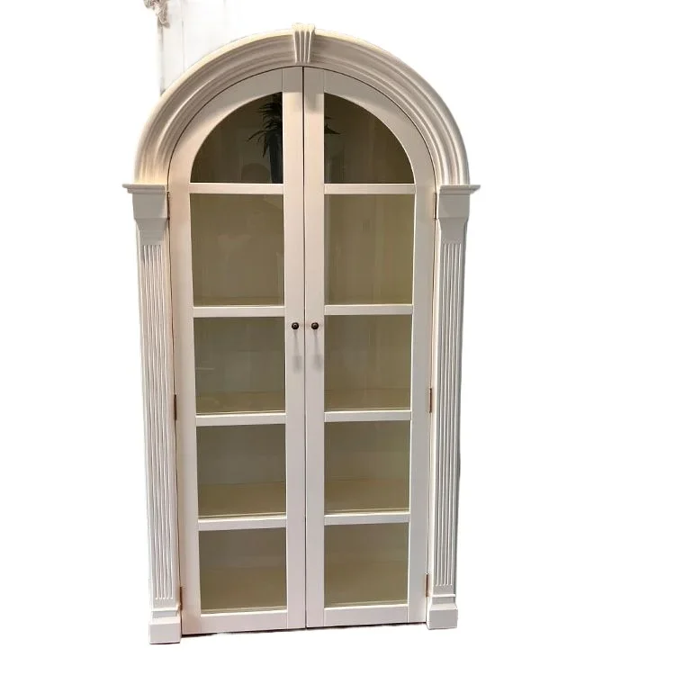

Retro French wine cabinet custom arched door glass door dust-proof bookcase study bookcase display cabinet