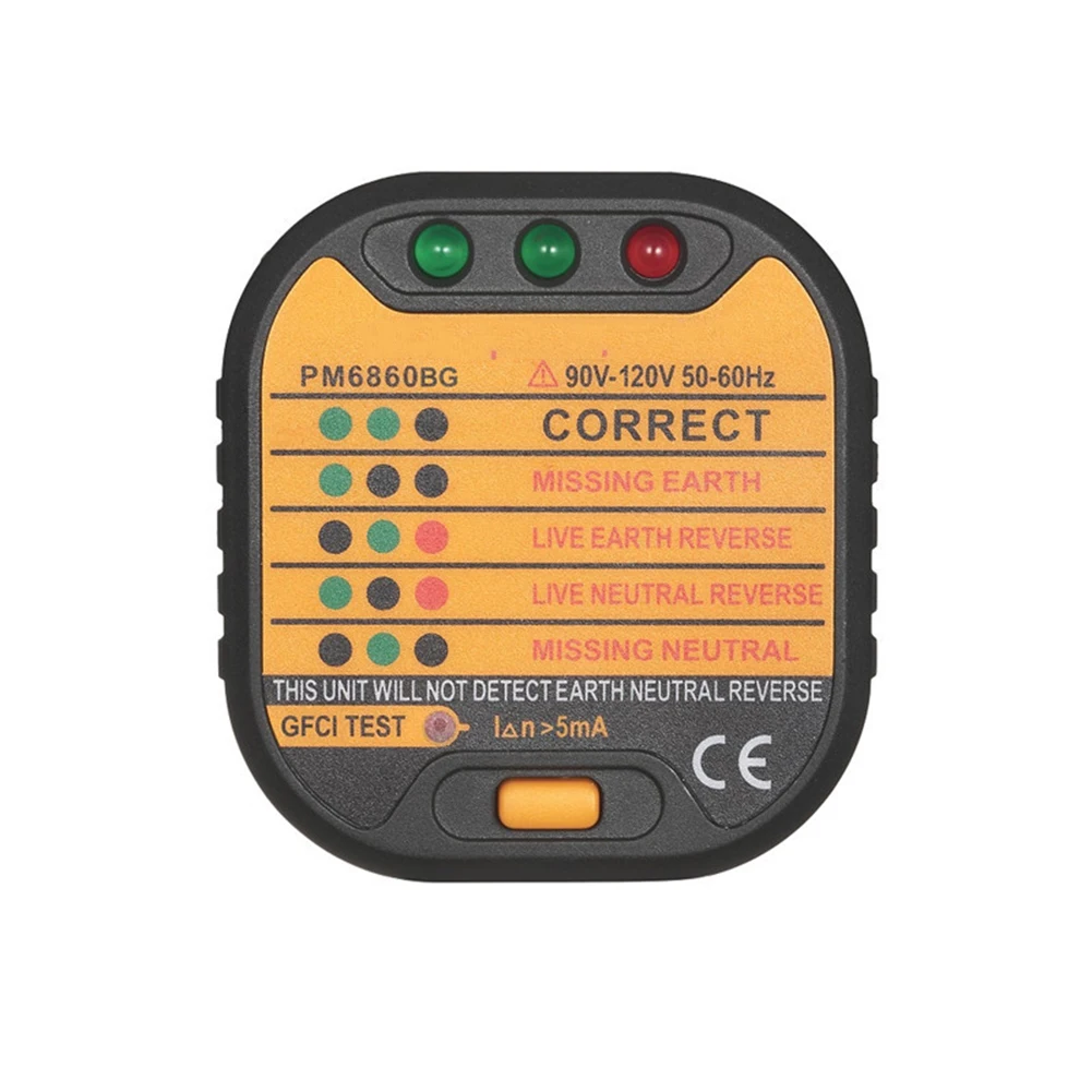 CATII V Circuit Polarity CATII V Circuit Polarity Voltage Outlet Socket Tester Detector GFCI RCD Test Function