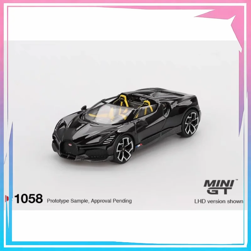 

MINI GT 1:64 Bugatti W16 Mistral Black Alloy Die Cast Car Model Collection Gift