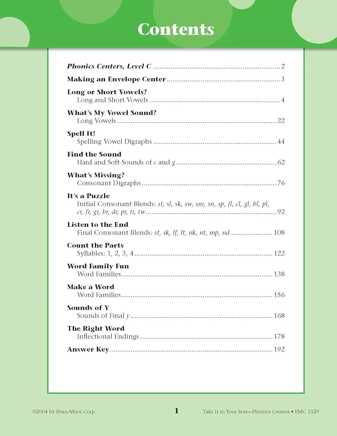 Evan-Moor Take It to Your Seat Phonics Centers, Grades 1-2 Workbook,aged 7 8 9 10, English book 9781557999825