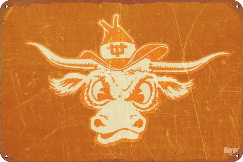 1950s Texas Longhorn Art Poster Vintage Tin Sign for Bar Cafe Office Home Wall Decor Gift 12 X 8 inch