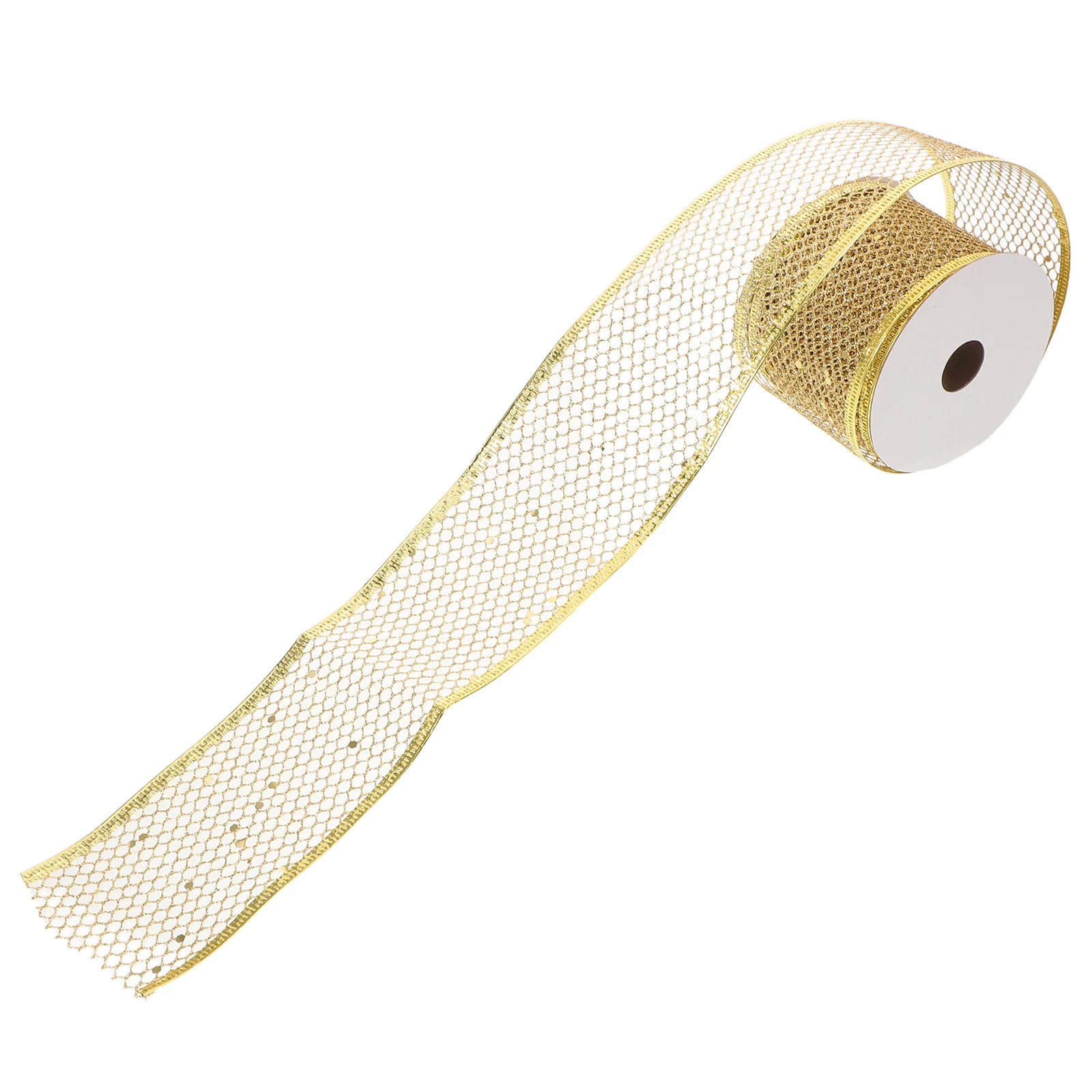 

Honeycomb Ribbon Golden 6cm Glitter Mesh Polyester Floral Ribbon for Present Wrapping DIY Craft Holiday Party Favor Garland