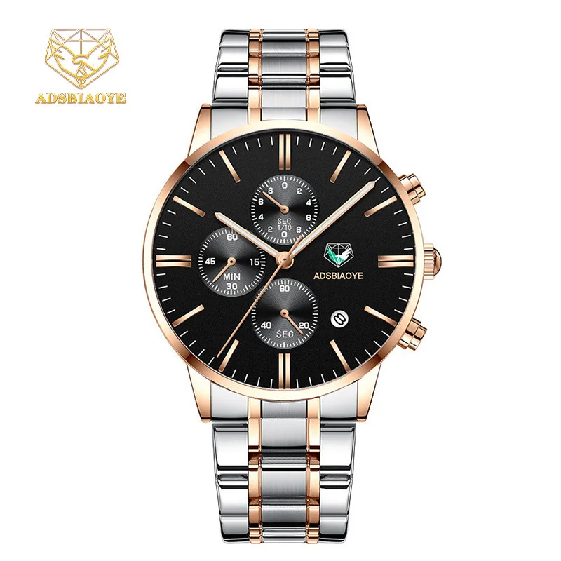 2024 Multi-function non-mechanical quartz Watch Fashion dial Sport Calendar glow-in-the-dark waterproof steel band watch