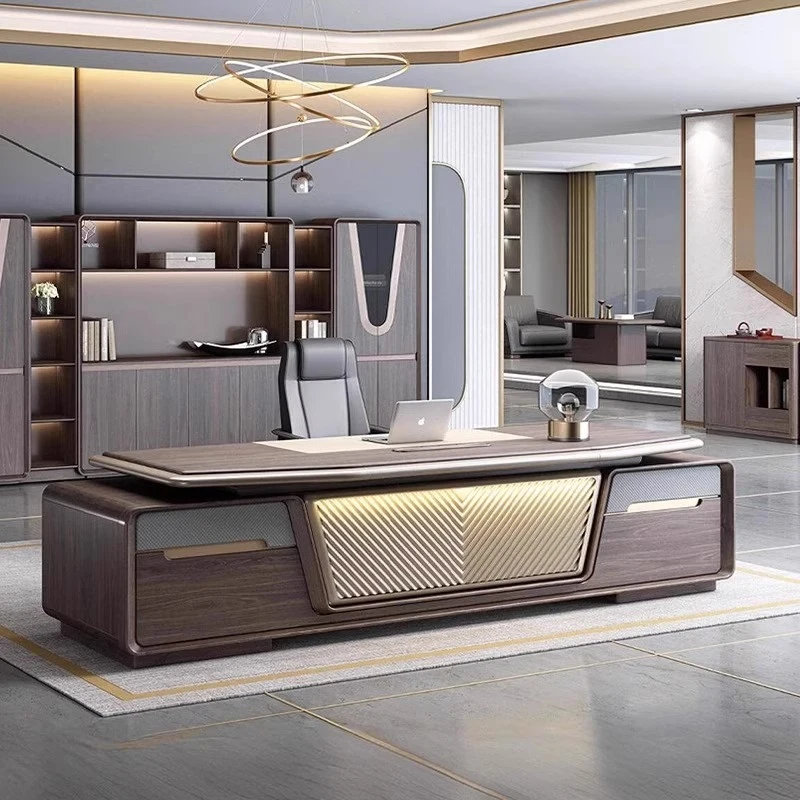 CEO desk,boss table,office Furniture,2025 New Style High-End , Luxurious CEO Desk,'S Office Executive Table With Lighting