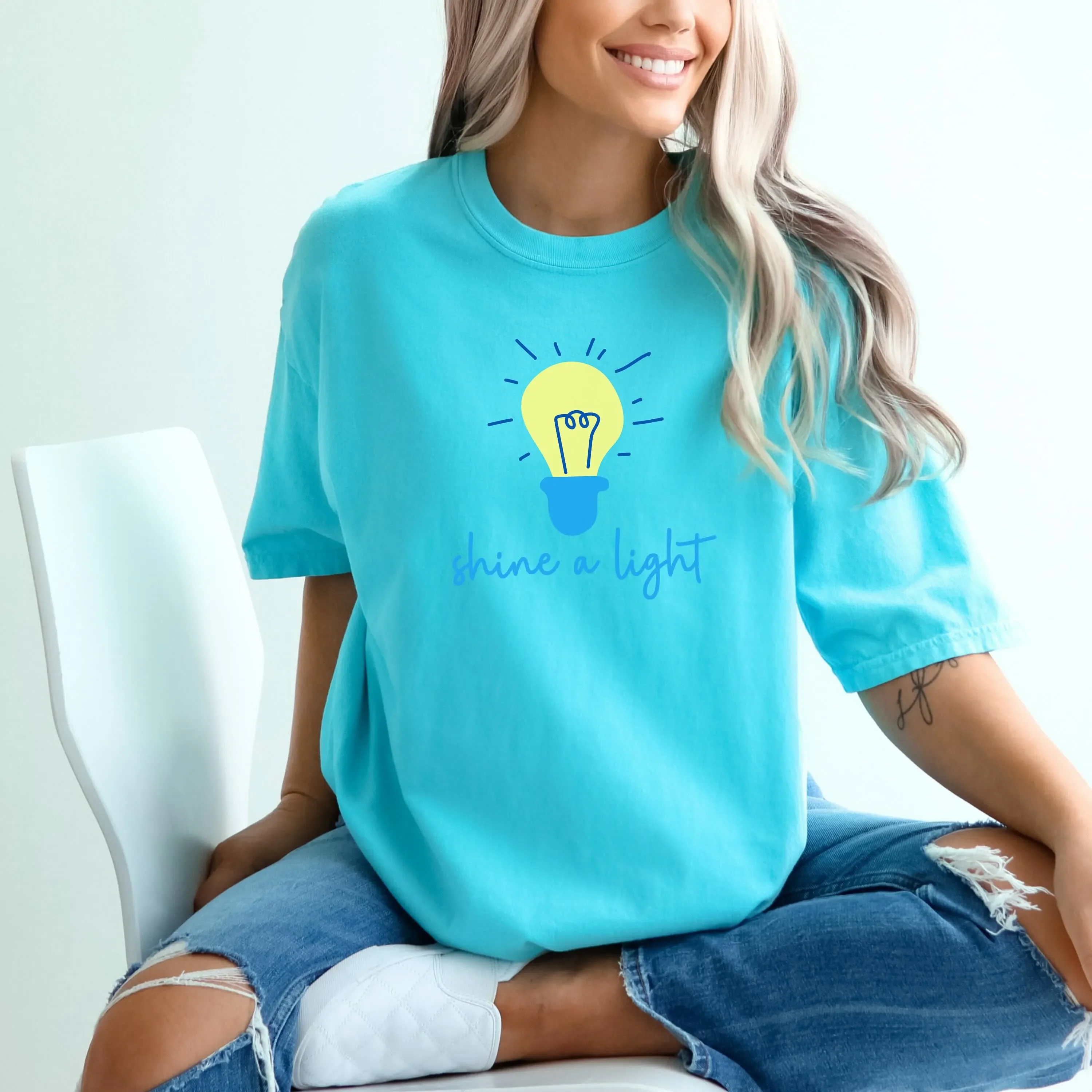 T-shirt Autism Shine A Light, pour la sensibilisation, nous portons du bleu pour la reconnaissance de l'autisme