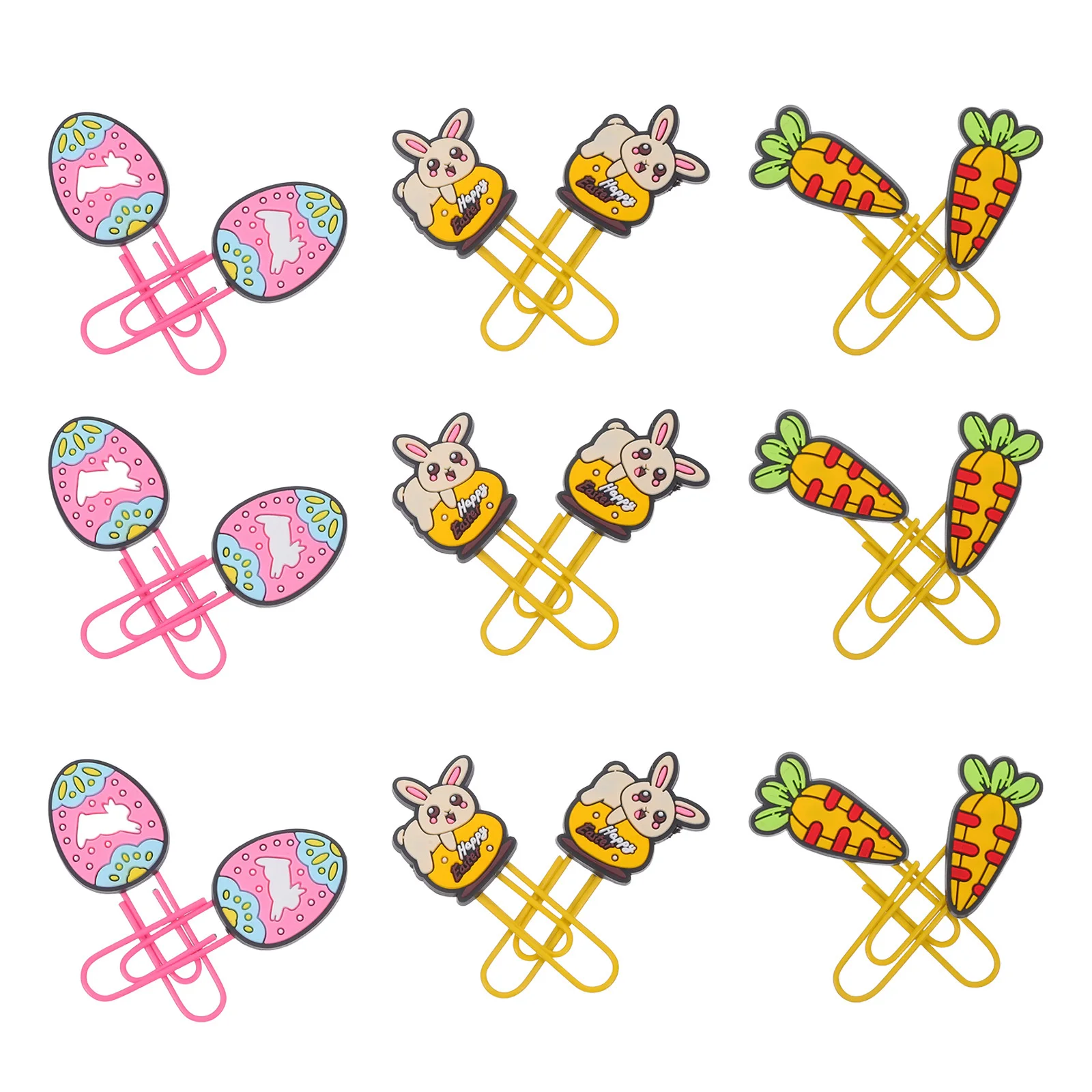 

30Pcs Cute Bunny Rabbit Easter Paper Clips Carrot Egg Decorative Bookmarks Cartoon Memo Clips School Office Supplies