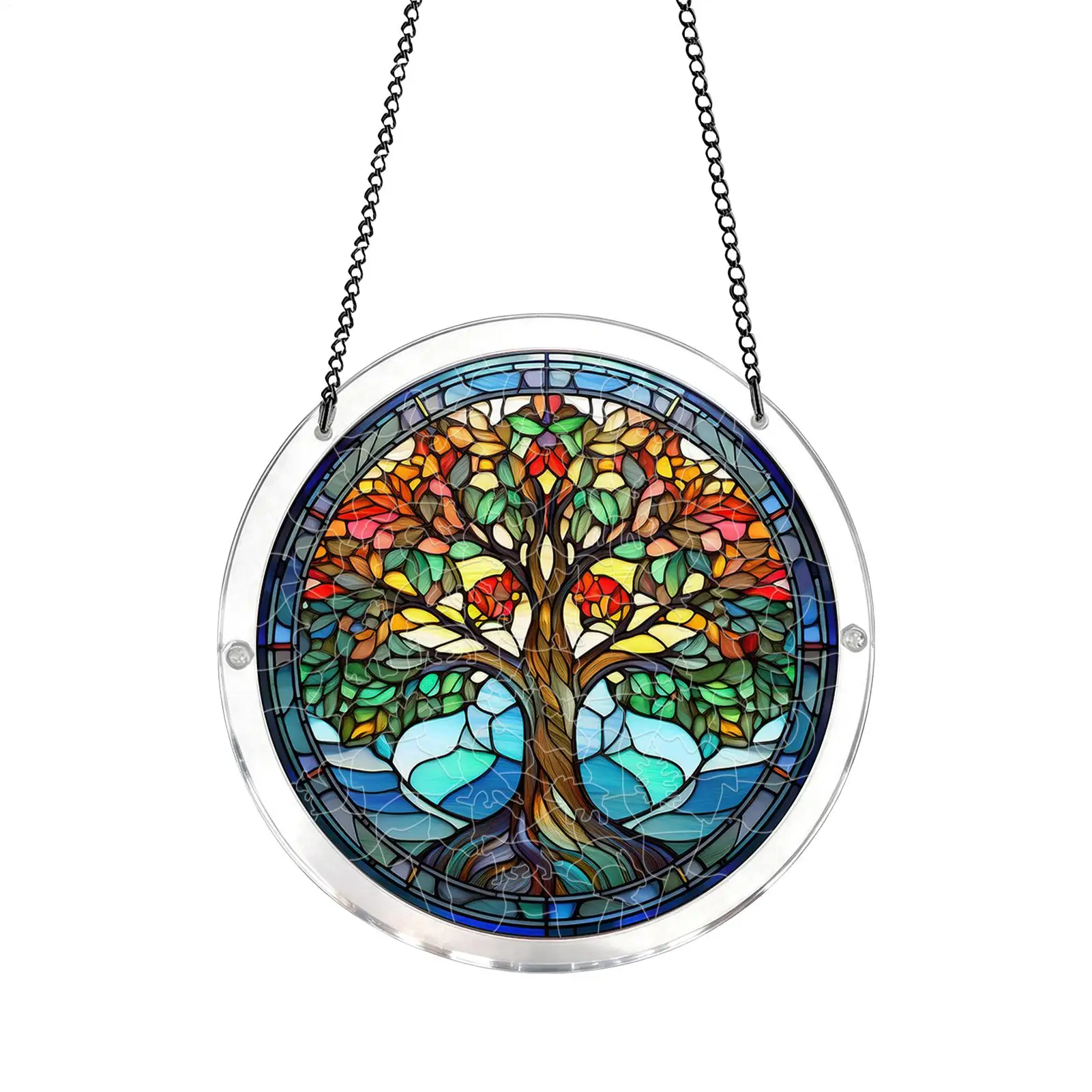 

Acrylic Jigsaw Puzzle Suncatcher Tree 2D Acrylic Tree Theme Window Decor Colorful Jigsaw Puzzle Sun Catcher For Home Apartment