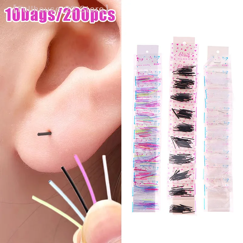 【MAX-22】200Pcs Invisible Plastic Stud Earrings Hypoallergenic Simple Transparent Earring Piercing Retainer Studs Pins Jewelry