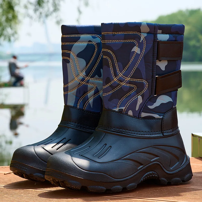 

Men's Outdoor Waterproof Fishing Shoes, Cold-resistant Snow Velvet Thickened Large Cotton Soles, Non-slip Snow Boots