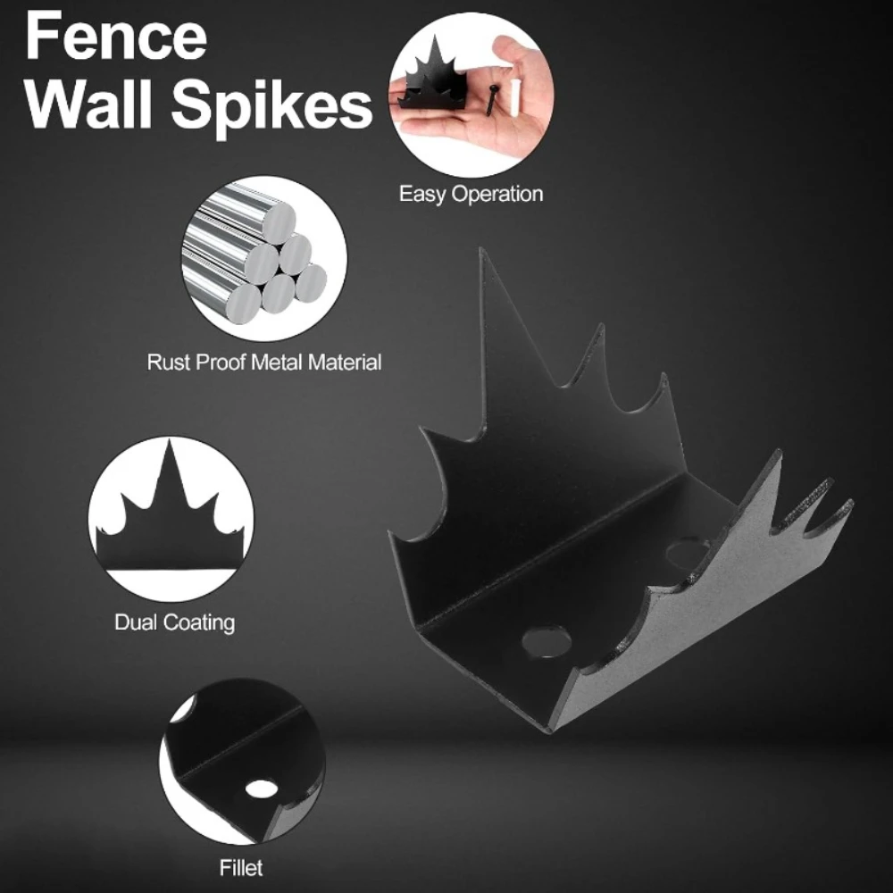 6Pcs Metal Anti-Climb Spikes Fence Security Spike with Intruder Spike, Outdoor Fence Bird Pigeon Spikes for Yard Balcony Garden