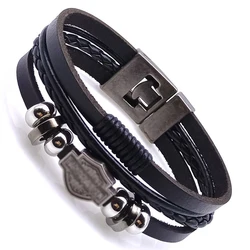 Hot Selling Styles 2024 Vintage Woven Leather Rope Wrap Bracelets For Men Classic Bracelets Punk Wristband Jewelry Male Gifts