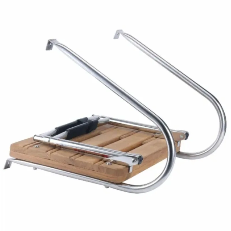 Ladder Marine Fitting Polished Retractable Ladder Tube 2-step Ladder Teak Marine Solid Wood Stainless Steel Telescoping Platform