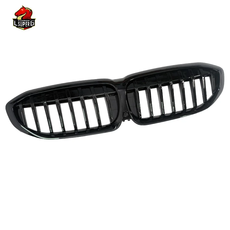 ABS Material Single Slat Line Grill For BMW 3 Series G20 G28 2019-2022 Front Bumper Gloss Black Grille