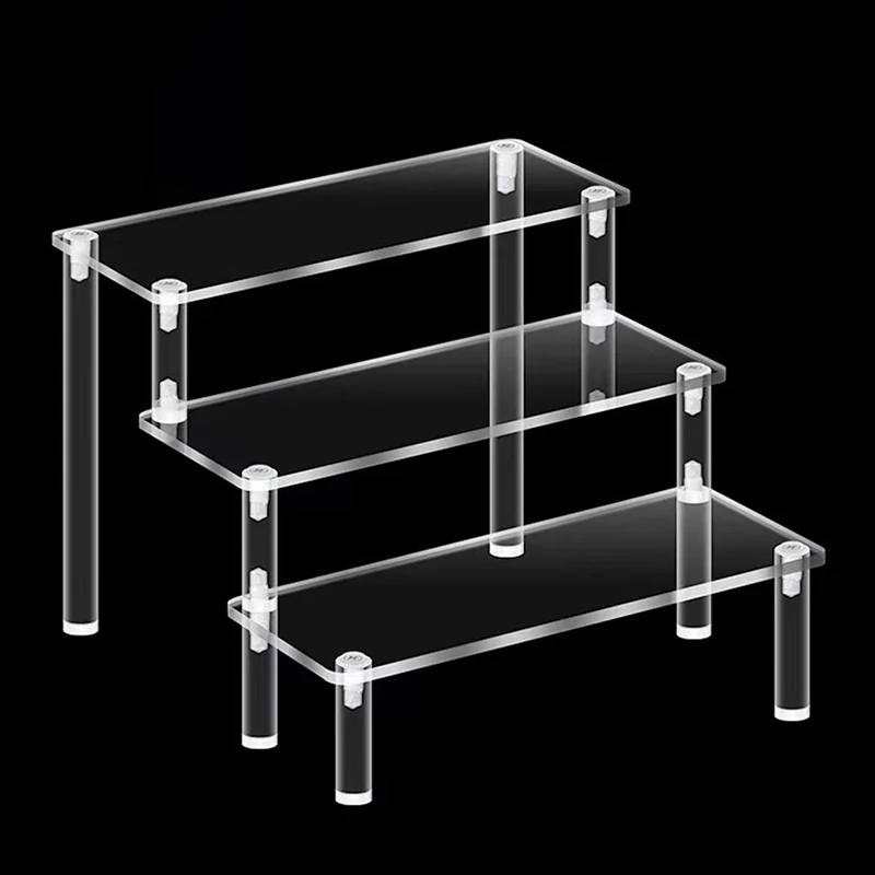 1pcs Acrylic Shelf Stand Clear Display Riser Rack for Cupcake Perfume Organizer Transparent Trapezoidal Blind Box Storage Shelf