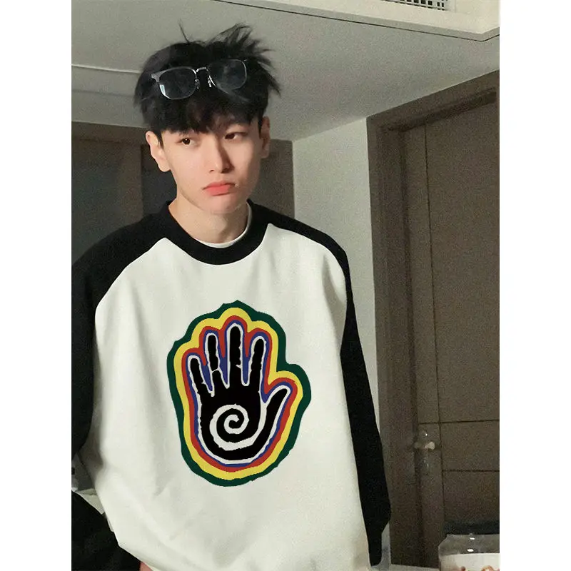 Autumn Street American Hiphop Contrasting Color Inner Long-sleeved T-shirt Men's Trendy Brand Loose Bottoming Top