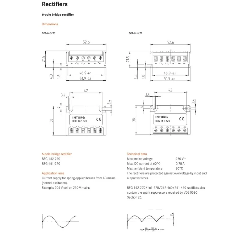 BEG-161-270 Full Wave Rectifier Module Brake Rectifier 13046437