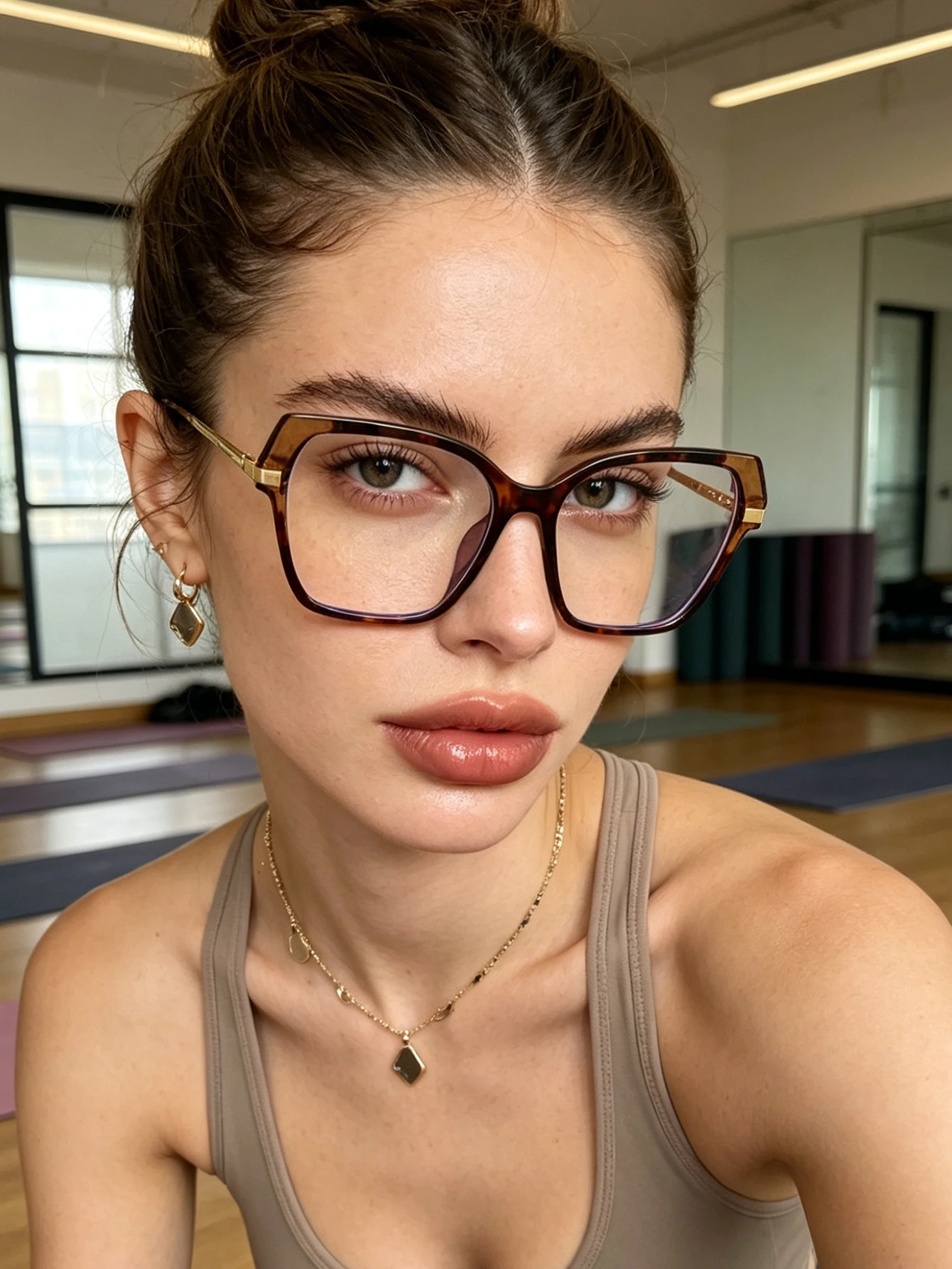 1pc temperament color matching cat's eye large-frame glasses, thin temples, multi-angle design fashion glasses