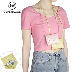 Royal Bagger Fashion Coin Purse for Women, Mini Envelope Waist Packs, Genuine Leather Crossbody Bag, Cute Change Pouch 1845