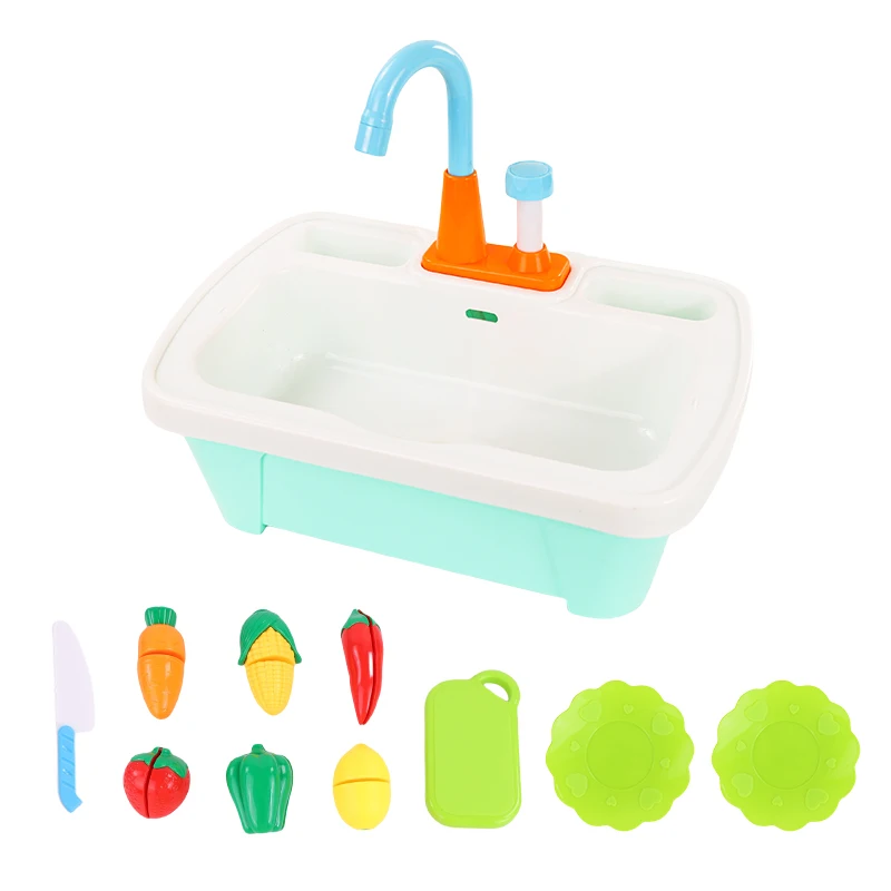 1 مجموعة أطفال لعبة المطبخ الصغيرة اكسسوارات غنية واقعية محاكاة بالوعة صنبور التظاهر اللعب منزل المطبخ دور اللعب الفتيات اللعب
