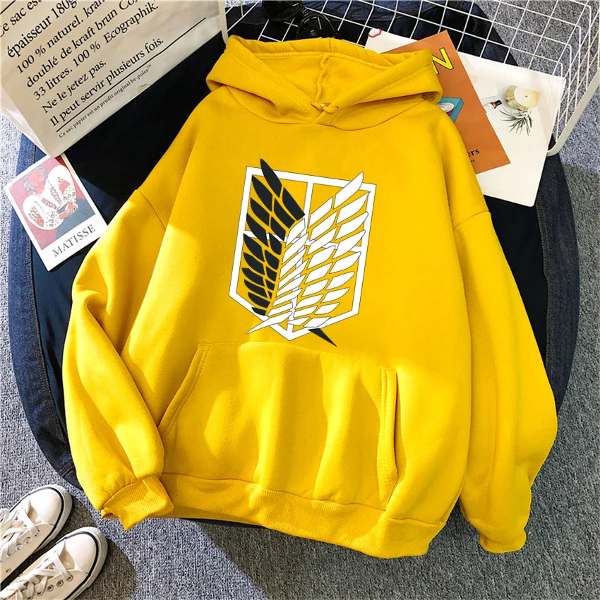 Fashion Women Hoodies Anime Attack on Titan Print Hip Hop Fleece Woman Casual Male Y2K Clothes Hoody Pullover Unisex Streetwear