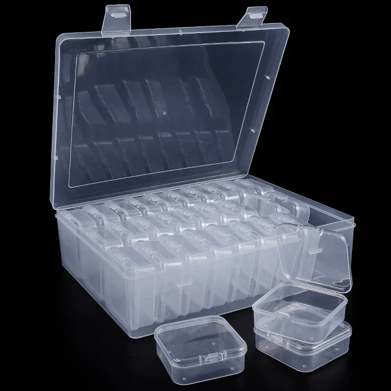 12/24/30 pezzi scatola organizer portatile piccoli contenitori di plastica trasparente per perline con coperchio incernierato per riporre piccoli gioielli artigianali